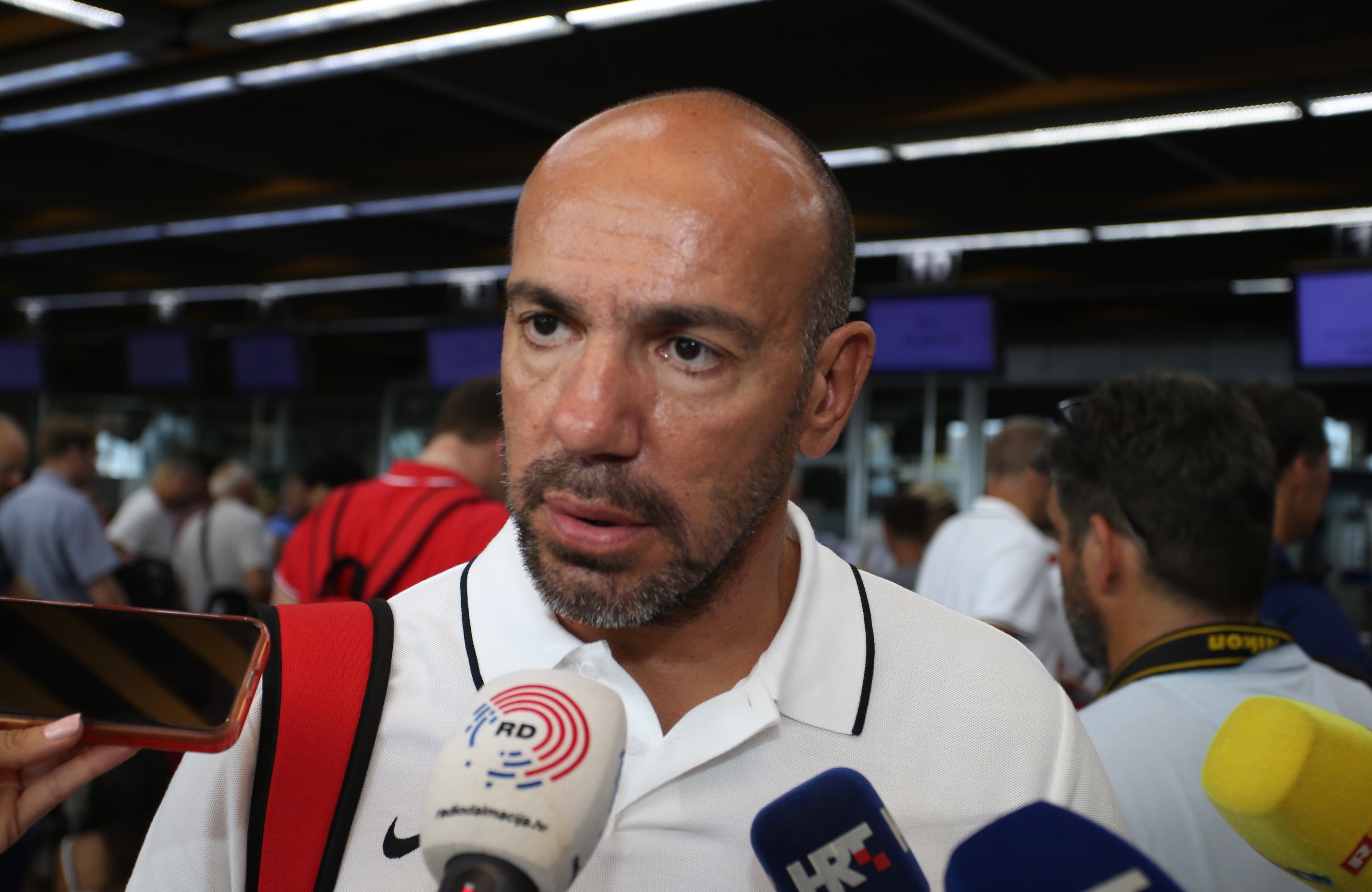 08.07.2019., Split - Hvatski vaterpolosti u zracnoj luci Kastela uoci polaska na Svjetsko prvenstvo u Juznu Koreju gdje brane titulu svjetskog prvaka. Ivica Tucak
Photo: Ivo Cagalj/PIXSELL