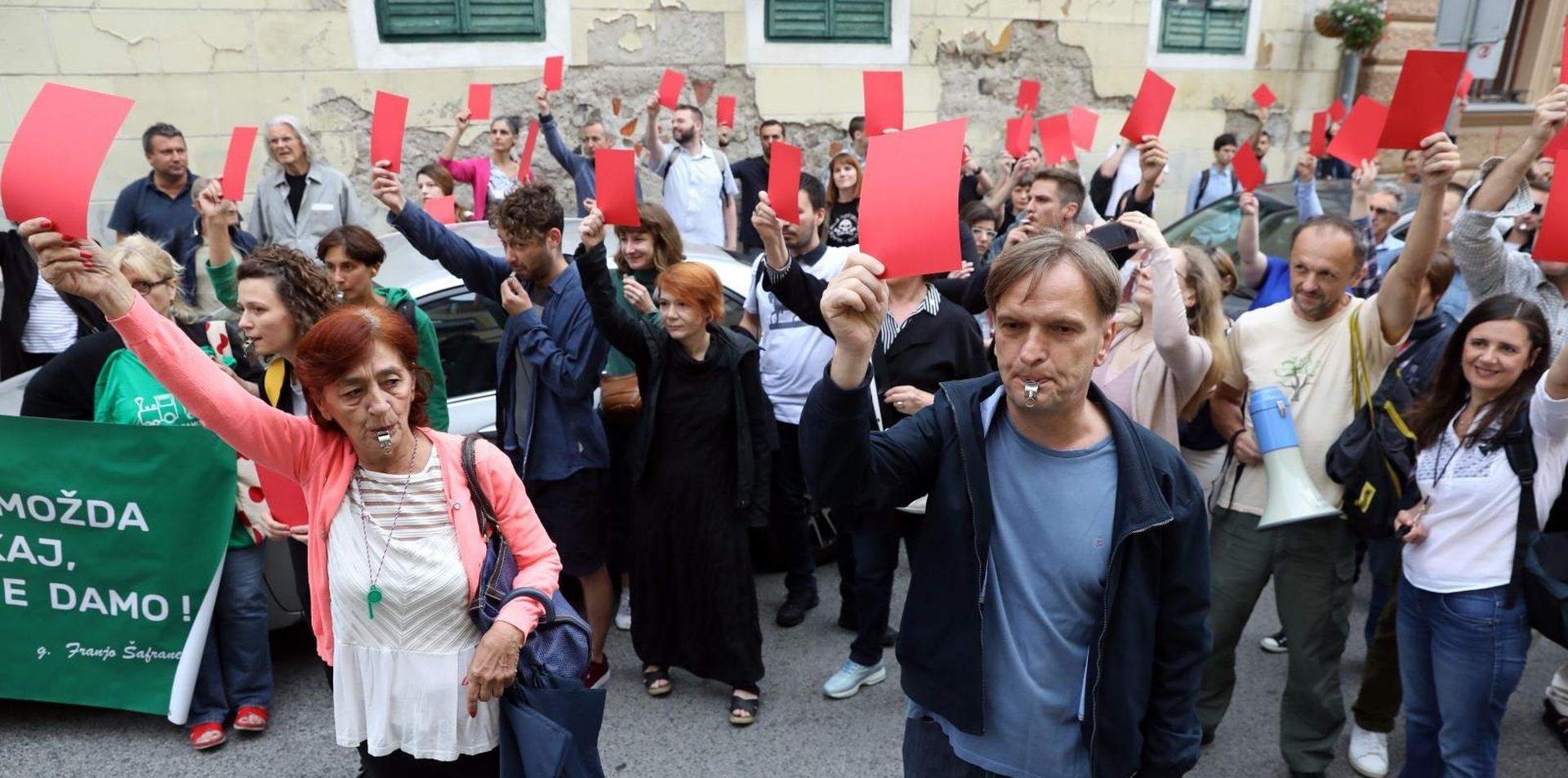 10.07.2019., Zagreb - Protestni skup gradjana ispred zgrade Skupstine u Cirilometodskoj ulici uoci odrzavanje sjednice na kojoj ce se raspravljati o novom prijedlogu GUP-a. Vilim Matula Photo: Patrik Macek/PIXSELL