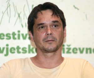 11.07.2017., Zagreb - Konferencija za medije Festivala svjetske knjizevnosti odrzana je u dvorani Muller kina Europa. Tomislav Bajsic, clan Programskog odbora Festivala. Photo: Sanjin Strukic/PIXSELL