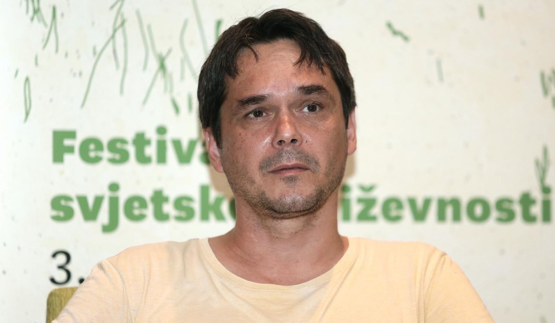 11.07.2017., Zagreb - Konferencija za medije Festivala svjetske knjizevnosti odrzana je u dvorani Muller kina Europa. Tomislav Bajsic, clan Programskog odbora Festivala. Photo: Sanjin Strukic/PIXSELL