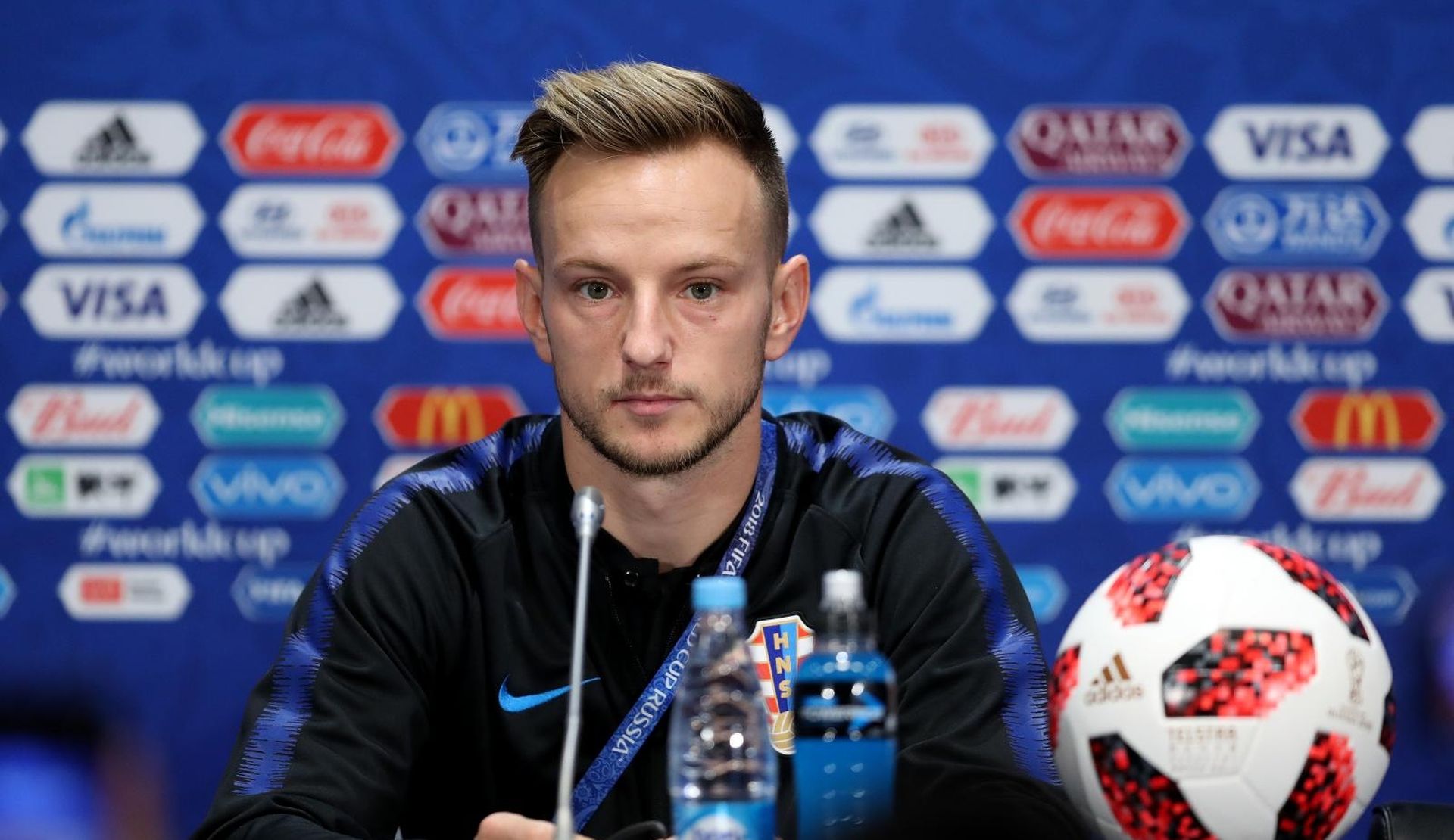 13.07.2018., Moskva, Rusija - Svjetsko nogometno prvenstvo 2018. Konferencija za medije hrvatske nogometne reprezentacije na stadionu Luznjiki. Ivan Rakitic
Photo: Igor Kralj/PIXSELL
