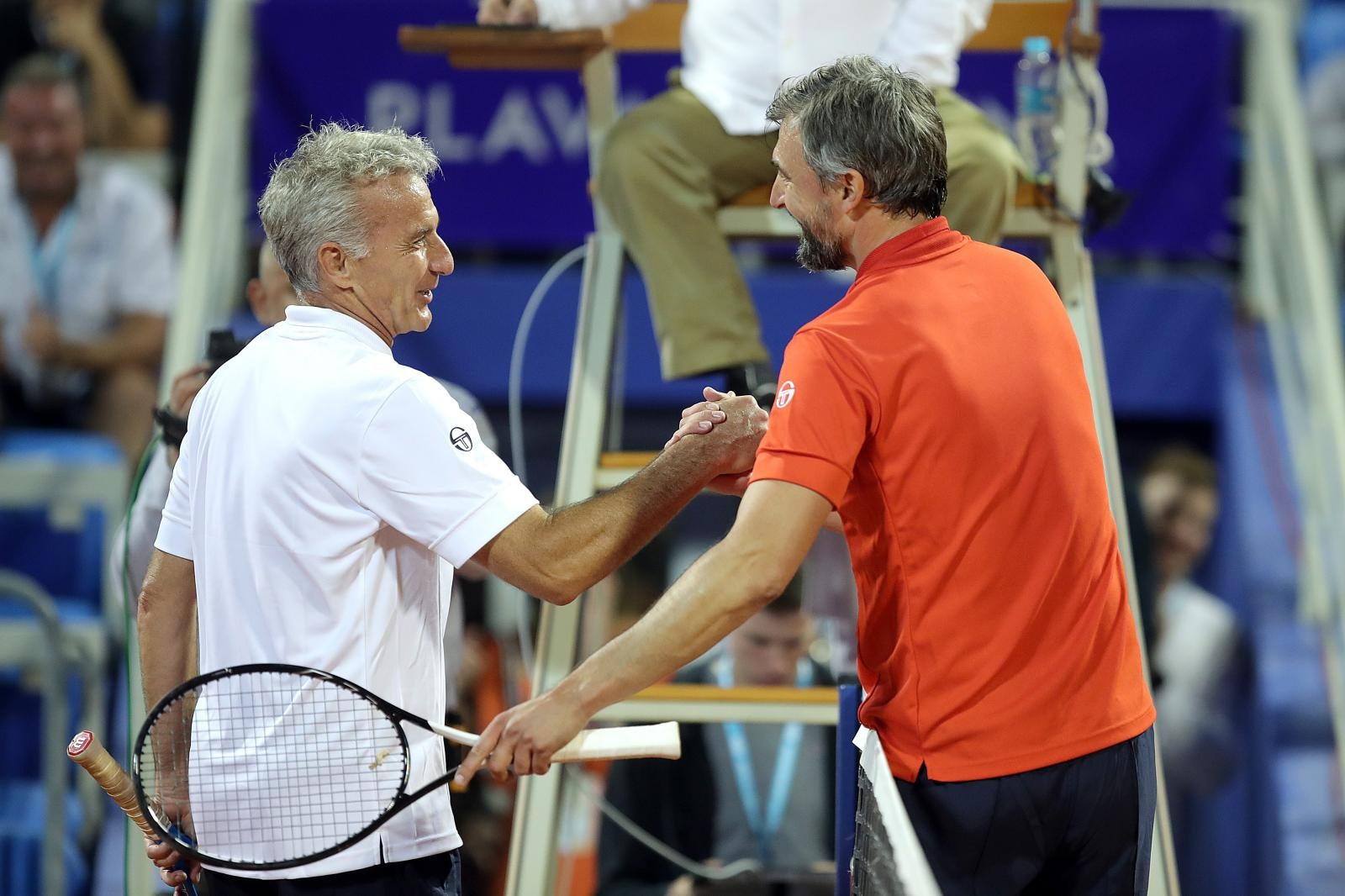 13.07.2019., Umag - 30. Plava laguna Croatia Open Umag 2019. Egzibicijski mec, Goran Ivanisevic, Goran Prpic. 
Photo: Goran Stanzl/PIXSELL