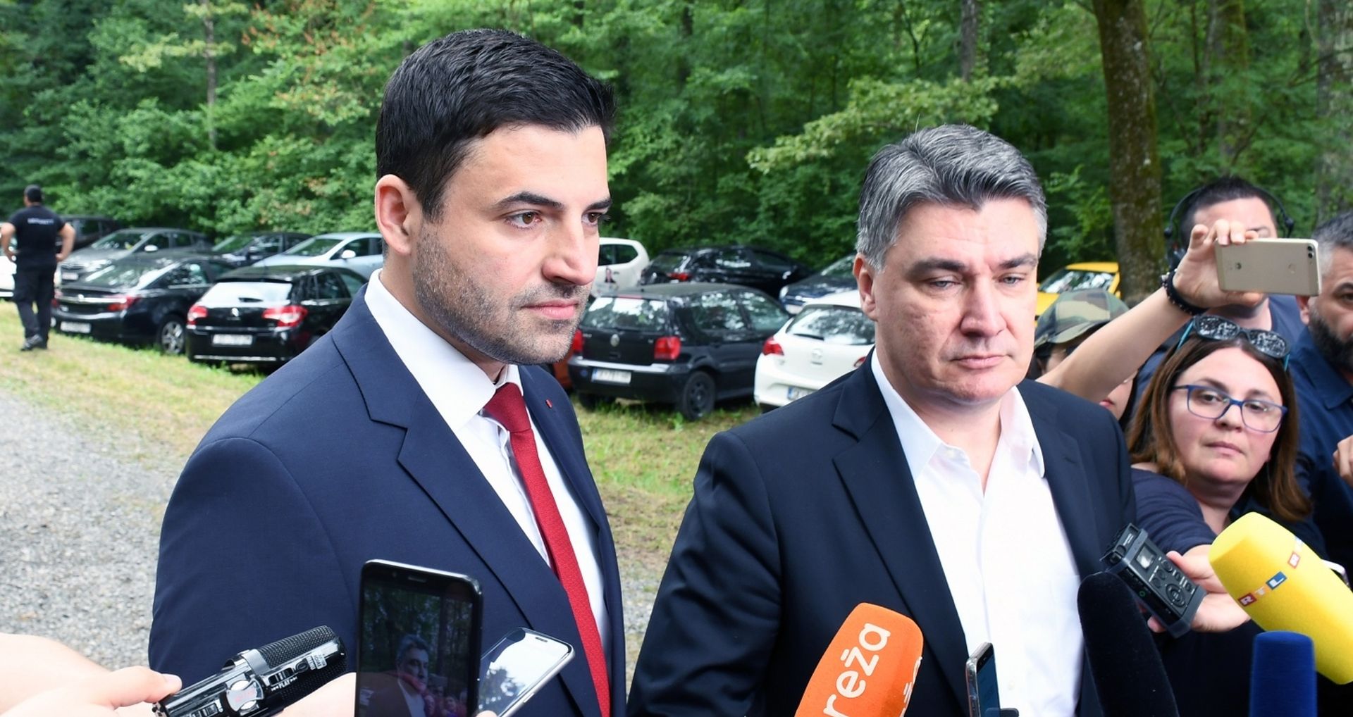 22.06.2019., Sisak - U organizaciji Saveza antifasistickih boraca i antifasista Republike Hrvatske, Sisacko-moslavacke zupanije i Grada Siska, u sumi Brezovica proslavljen je Dan antifasisticke borbe, u znak sjecanja na dan kada je 1941. u sumi Brezovica osnovan Prvi sisacki partizanski odred. Davor Bernardic, Zoran Milanovic Photo: Nikola Cutuk/PIXSELL