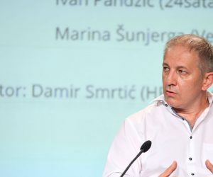 Rovinj: WMF, Jesu li mediji pomogli ili odmogli rješavanju slucaja Agrokor? 22.09.2018., Rovinj - 11. Weekend Media Festival. Panel diskusija Jsu li mediji pomogli ili odmogli rjesavanju slucaja agrokor? Berislav Jelinic.
Photo: Borna Filic/PIXSELL