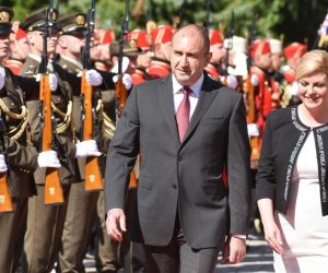 23.07.2019., Zagreb - Predsjednik Republike Bugarske Rumen Radev sa svojim izaslanstvom dosao je u posjet Republici Hrvatskoj, a u Predsjednickim dvorima susreo se s predsjednicom Republike Hrvatske Kolindom Grabar-Kitarovic. Photo: Davorin Visnjic/PIXSELL