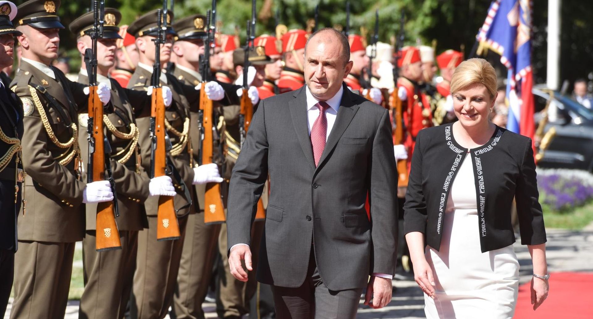 23.07.2019., Zagreb - Predsjednik Republike Bugarske Rumen Radev sa svojim izaslanstvom dosao je u posjet Republici Hrvatskoj, a u Predsjednickim dvorima susreo se s predsjednicom Republike Hrvatske Kolindom Grabar-Kitarovic. Photo: Davorin Visnjic/PIXSELL