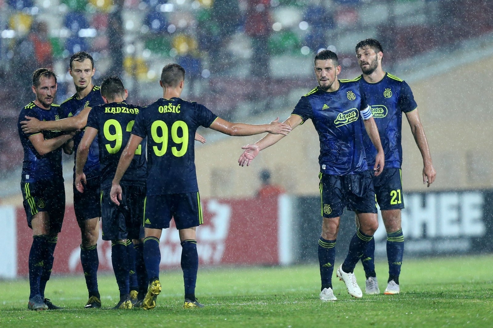 23.07.2019., stadion Mikheil Meskhi, Gruzija, Tbilisi - Prva utakmica 2. pretkola kvalifikacija UEFA Lige prvaka, FC Saburtalo - GNK Dinamo. Bruno Petkovic, Mario Situm, Mislav Orsic, Izet Hajrovic. 
Photo: Luka Stanzl/PIXSELL