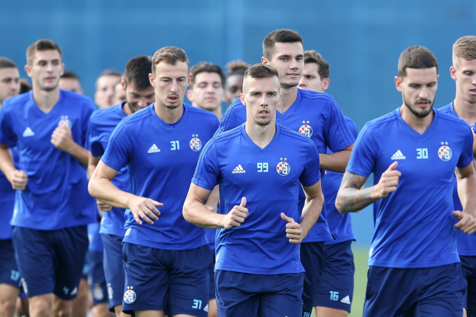 29.07.2019., stadion maksimir, Zagreb - Trening nogometasa Dinama uoci uzvratne utakmice 2. pretkola UEFA Lige prvaka protiv Saburtala. Mislav Orsic, Petar Stojanovic, Marko Leskovic. 
Photo: Luka Stanzl/PIXSELL