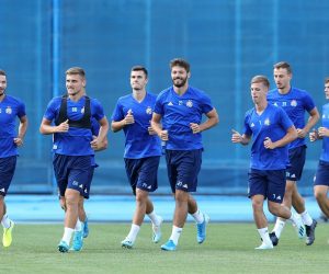 29.07.2019., stadion maksimir, Zagreb - Trening nogometasa Dinama uoci uzvratne utakmice 2. pretkola UEFA Lige prvaka protiv Saburtala. Emir Dilaver, Petar Stojanovic, Bruno Petkovic, Dani Olmo.
Photo: Luka Stanzl/PIXSELL