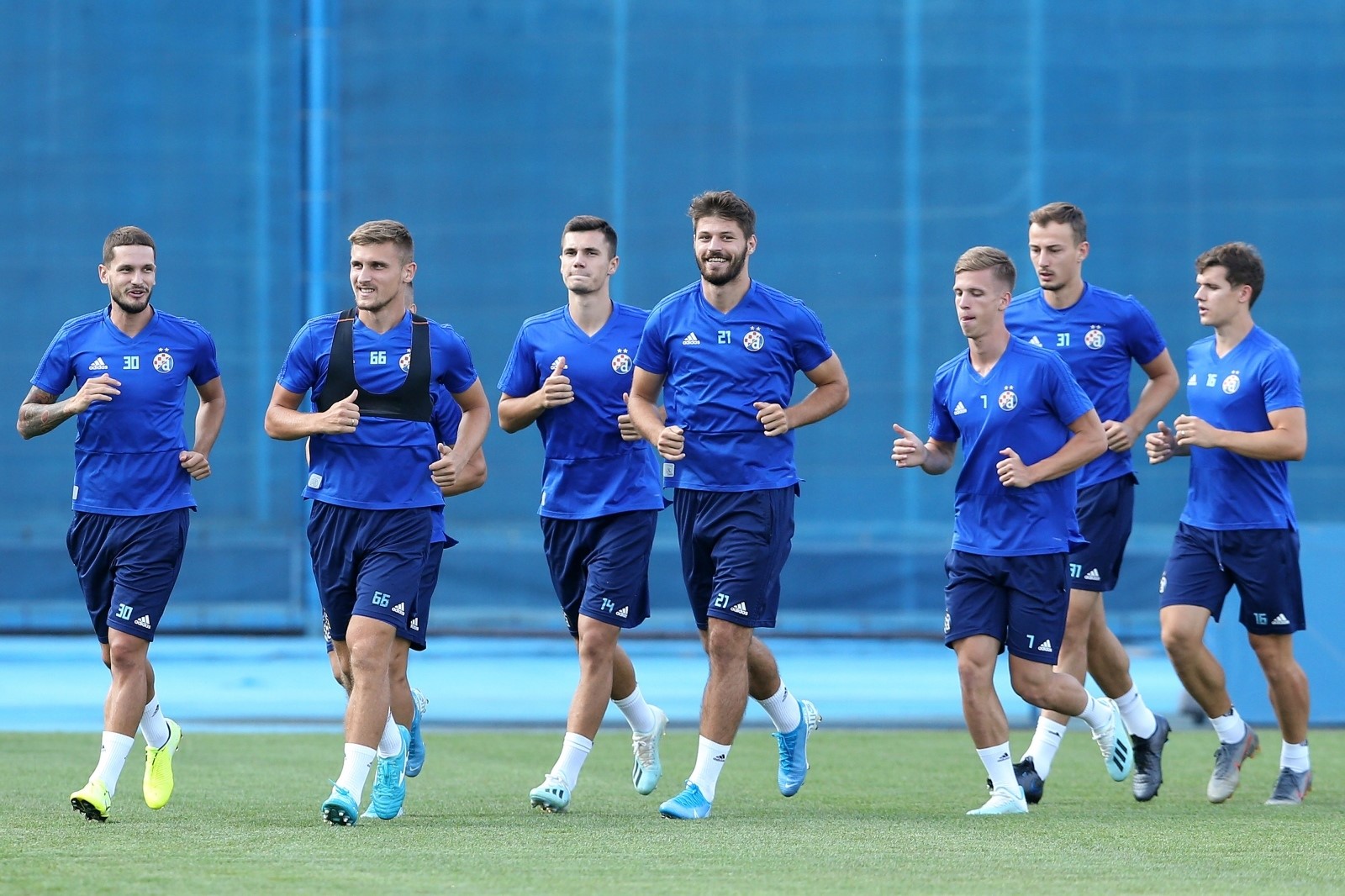 29.07.2019., stadion maksimir, Zagreb - Trening nogometasa Dinama uoci uzvratne utakmice 2. pretkola UEFA Lige prvaka protiv Saburtala. Emir Dilaver, Petar Stojanovic, Bruno Petkovic, Dani Olmo.
Photo: Luka Stanzl/PIXSELL