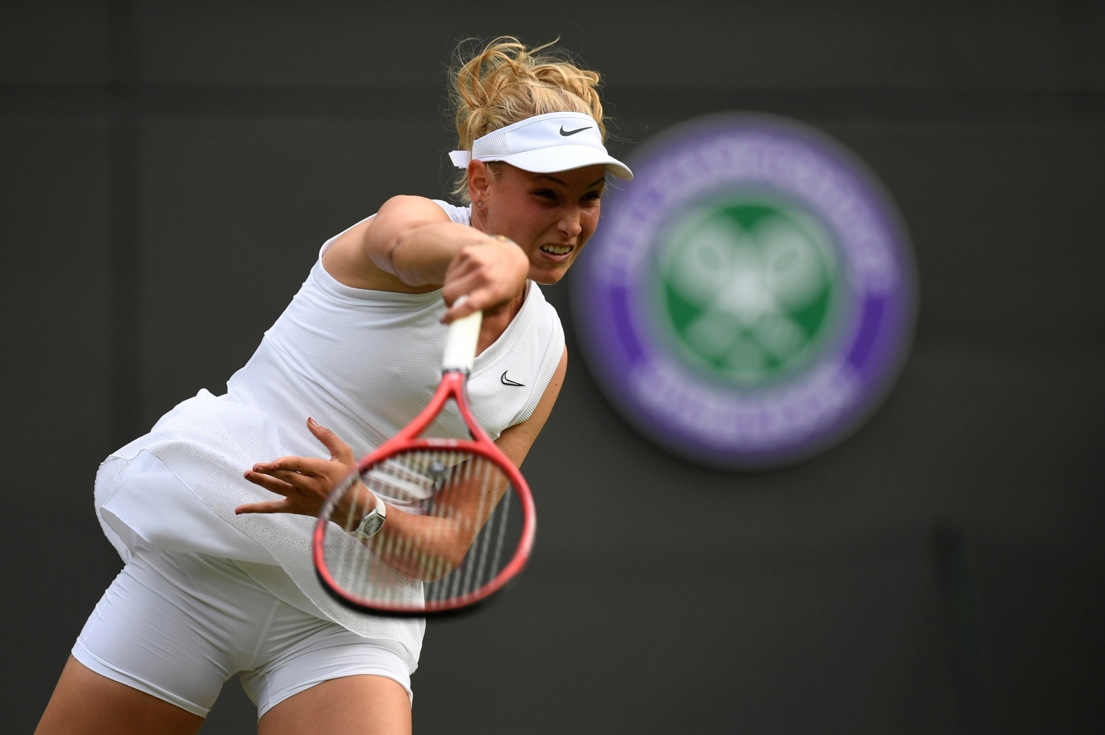 Wimbledon Tennis - Wimbledon - All England Lawn Tennis and Croquet Club, London, Britain - July 2, 2019  Croatia's Donna Vekic in action during her first round match against Alison Riske of the U.S. REUTERS/Tony O'Brien TONY O'BRIEN