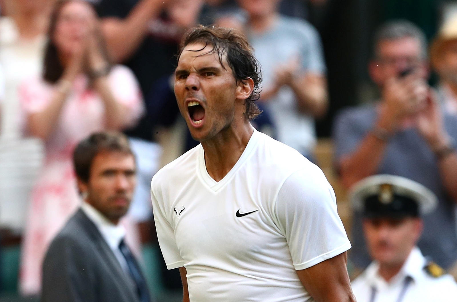 Wimbledon Tennis - Wimbledon - All England Lawn Tennis and Croquet Club, London, Britain - July 4, 2019  Spain's Rafael Nadal celebrates winning his second round match against Australia's Nick Kyrgios  REUTERS/Hannah McKay HANNAH MCKAY
