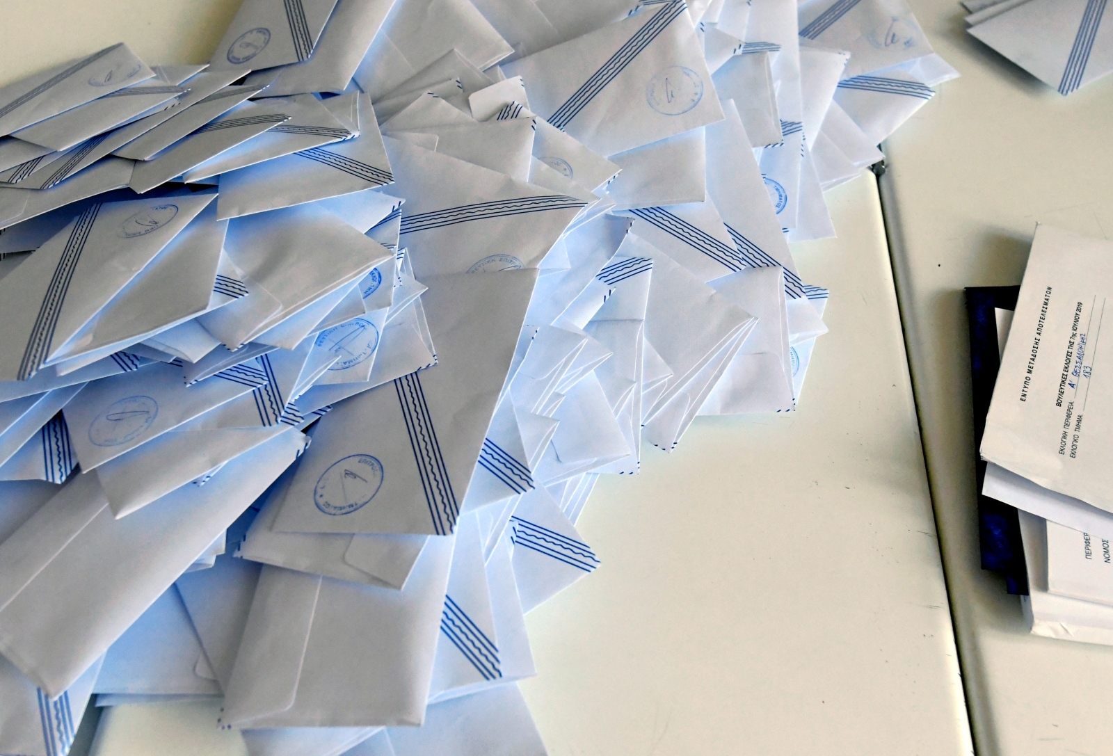 General election in Greece Ballots are seen after polls closed during general election in Thessaloniki, Greece, July 7, 2019. REUTERS/Alexandros Avramidis ALEXANDROS AVRAMIDIS