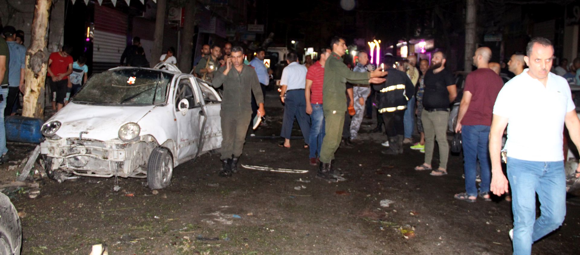 epa07734147 A handout photo made available by Syria's Arab News Agency (SANA) shows damages in the area that was hit by rocket shells in the northern city of Aleppo, Syria, 22 July 2019. According to media reports, seven civilians were killed and many others injured in an attack by terrorist groups with rocket shells and explosive bullets on residential neighborhoods in al-Hamadaniyah and Jamiliyah in Aleppo at rush hour time.  EPA/SANA HANDOUT  HANDOUT EDITORIAL USE ONLY/NO SALES