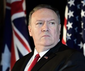 epa07755942 US Secretary of State Mike Pompeo during a joint media conference for the Australia-United States Ministerial Consultations (AUSMIN) at State Parliament, in Sydney, New South Wales, Australia, 04 August 2019.  EPA/BIANCA DE MARCHI  AUSTRALIA AND NEW ZEALAND OUT