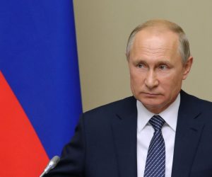 epa07757887 Russian President Vladimir Putin (C) chairs a Security Council meeting at Novo-Ogarevo residence, outside Moscow, Russia, 05 August 2019. Vladimir Putin made a statement regarding US pull out from the Intermediate-Range Nuclear Forces Treaty (INF Treaty).  EPA/MIKHAIL KLIMENTYEV / SPUTNIK / KREMLIN POOL / POOL MANDATORY CREDIT/SPUTNIK