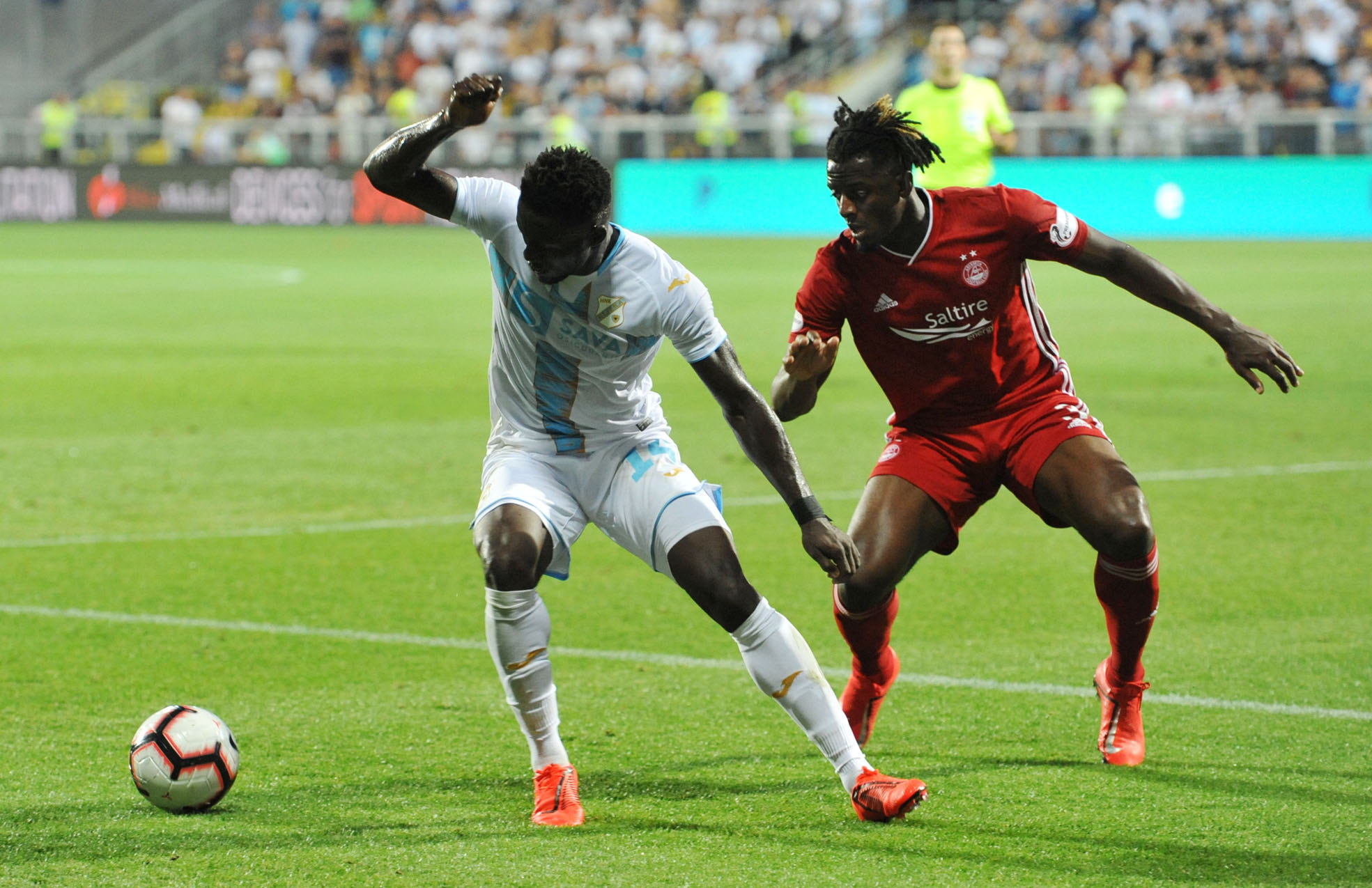 Rijeka, 8.8.2019 - Prva utakmica 3. kola kvalifikacija za nogometnu Europsku ligu Rijeka - Aberdeen na stadionu na Rujevici. Na slici Maxwell Acosty.
foto HINA/ Miljenko KLEPAC/ ua