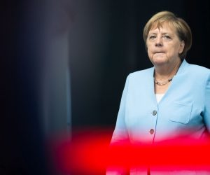 epa07772775 German Chancellor Angela Merkel prior to a reception with military honors at the Chancellery in Berlin, Germany, 14 August 2019. President of the Republic of Lithuania, Gitanas Nauseda visits the German capital to discuss bilateral issues.  EPA/HAYOUNG JEON