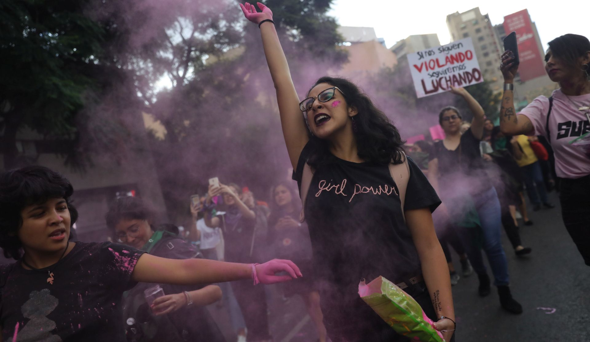 epa07777069 Women take part in a protest against sexual abuse by members of the police, in Mexico City, Mexico, 16 August 2019. Hundreds of people took the streets nationwide to protest against instances of policial abuse.  EPA/SASHENKA GUTIERREZ