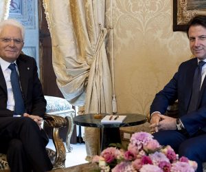 epa07800600 A handout photo made available by the Quirinal Press Office shows Italian Prime Minister Giuseppe Conte (R) and Italian President Sergio Mattarella (L) during their meeting at the Quirinal Palace in Rome, Italy, 29 August 2019. Outgoing premier Giusppe Conte is set to get a fresh mandate to try to form a new government majority with the anti-establishment 5-Star Movement (M5S) and the centre-left Democratic Party (PD) replacing the M5S-League administration which nationalist League leader Matteo Salvini brought down earlier this month.  EPA/PAOLO GIANDOTTI / QUIRINAL PRESS OFFICE / HANDOUT  HANDOUT EDITORIAL USE ONLY/NO SALES