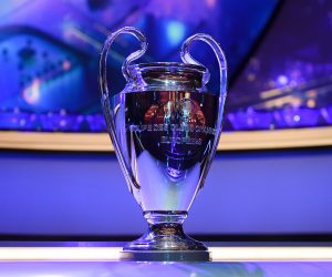 epa07802578 Picture shows the Champions League trophy during the UEFA Champions League 2019-20 Group Stage draw in Monaco, 29 August 2019.  EPA/ALEXANDRE DIMOU