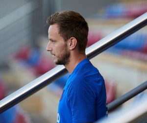 epa07804873 FC Barcelona's midfielder Ivan Rakitic attends a training session at the Joan Gamper sports facilities in Barcelona, Spain, 30 August 2019. FC Barcelona will face CA Osasuna on a Spanish LaLiga soccer match on 31 August.  EPA/Alejandro Garcia