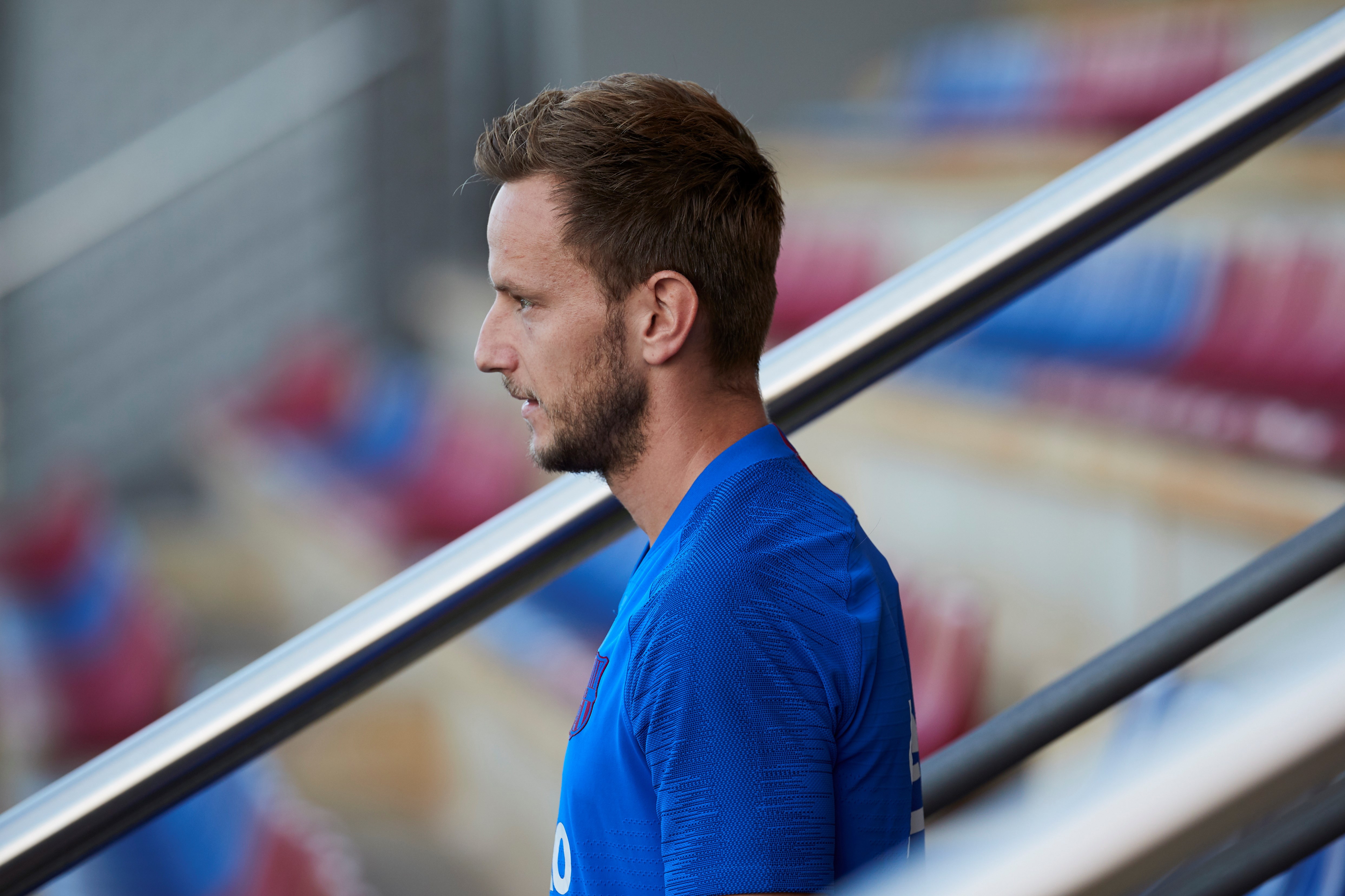 epa07804873 FC Barcelona's midfielder Ivan Rakitic attends a training session at the Joan Gamper sports facilities in Barcelona, Spain, 30 August 2019. FC Barcelona will face CA Osasuna on a Spanish LaLiga soccer match on 31 August.  EPA/Alejandro Garcia