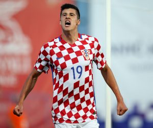 01.09.2016., Gradski stadion, Koprivnica - Kvalifikacije za U21 Europsko prvenstvo koje ce se igrati u Poljskoj 2017., skupina 6, Hrvatska - Svedska. Stipe Perica. Photo: Igor Kralj/PIXSELL