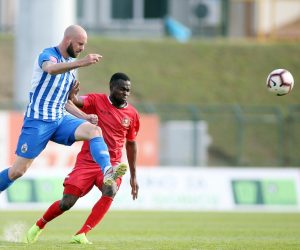 Velika Gorica: U 27. kolu HT Prve lige sastali se Gorica i Lokomotiva 02.04.2019., Gradski stadion, Velika Gorica - Hrvatski Telekom Prva liga, 27. kolo, HNK Gorica - NK Lokomotiva. Jan Lecjaks, Musa Muhammed Photo: Matija Habljak/PIXSELL
