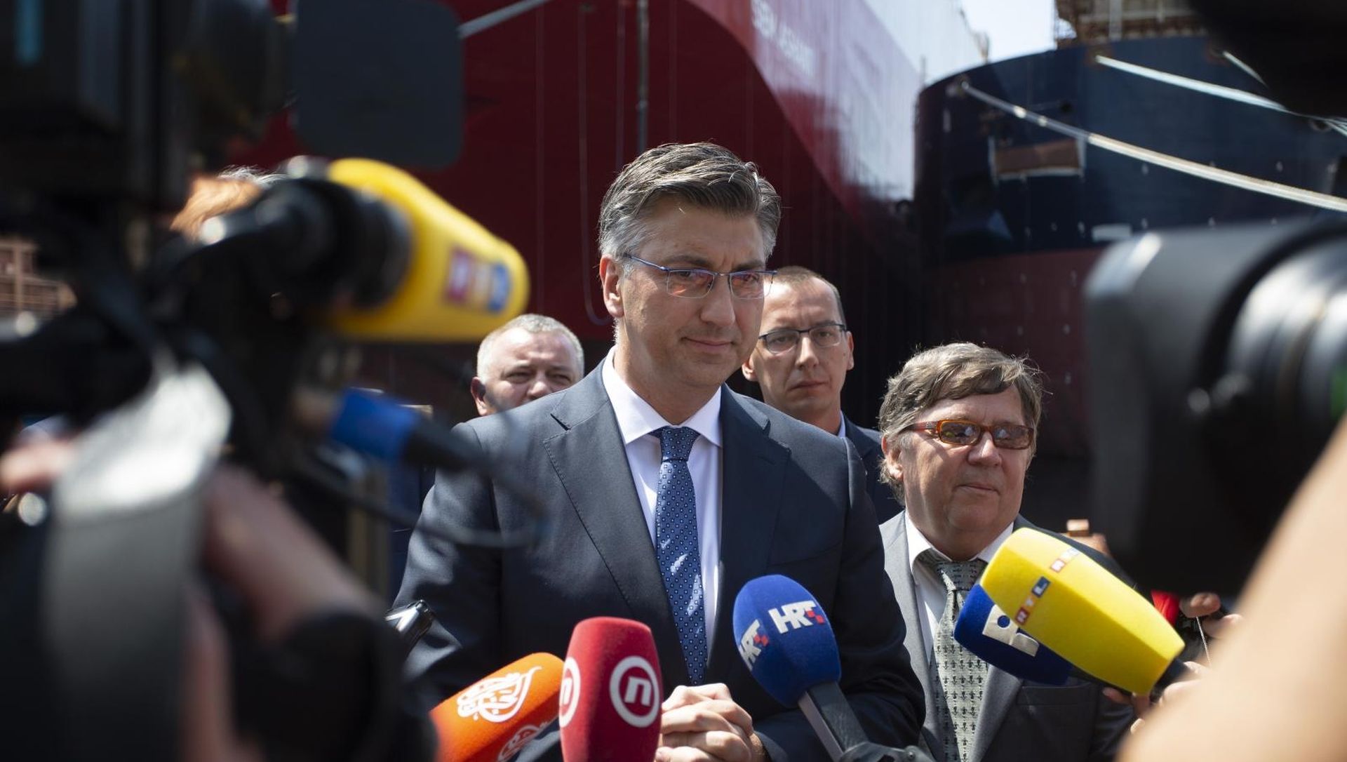 06.08.2019., Rijeka - Obilazak brodogradilista 3. maj. Predsjednik Vlade Andrej Plenkovic, direktor brodogradilista 3. Maj Edi Kucan. Photo: Nel Pavletic/PIXSELL