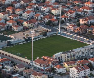 07.04.2015., Zadar - Zadar iz zraka u zalazak sunca. Stadion na Stanovima. 
Photo: Dino Stanin/PIXSELL