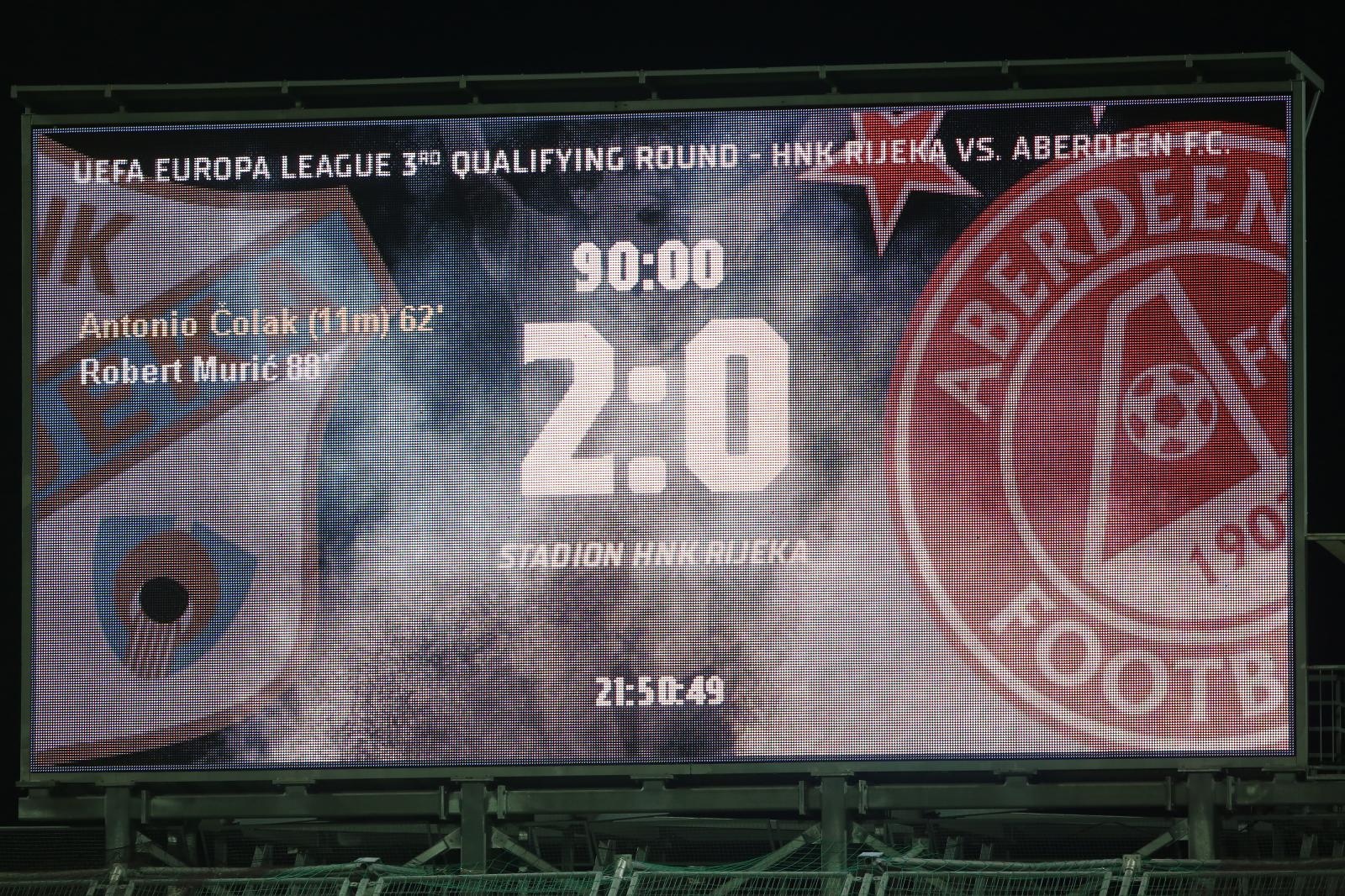 08.08.2019., stadion Rujevica, Rijeka - Prva utakmica 3. pretkola Europske lige, HNK Rijeka - Aberdeen FC. 
Photo: Nel Pavletic/PIXSELL