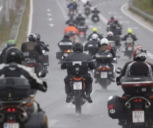 09.05.2019., Split - 3. Rotary Moto Rally Plus 2019., humanitarna akcija u kojoj se sakuplja novac za humanitarno socijalnu udrugu Sveti Bartolomej iz Knina, a koja skrbi za osobe s invaliditetom. Motoristi na cesti kod Dugopolja.
Photo:Ivo Cagalj/PIXSELL
