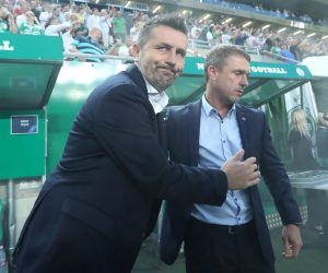 13.08.2019., Groupama Arena, Budimpesta, Madjarska - Uzvratna utakmica 3. pretkola UEFA Lige prvaka, Ferencvarosi TC - GNK Dinamo. Trener Dinama Nenad Bjelica i trener Ferencvarosa Sergii Rebrov Photo: Slavko Midzor/PIXSELL