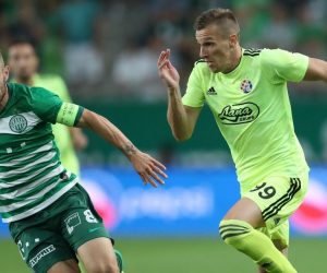 13.08.2019., Groupama Arena, Budimpesta, Madjarska - Uzvratna utakmica 3. pretkola UEFA Lige prvaka, Ferencvarosi TC - GNK Dinamo. Gergo Lovrencsics, Mislav Orsic Photo: Slavko Midzor/PIXSELL