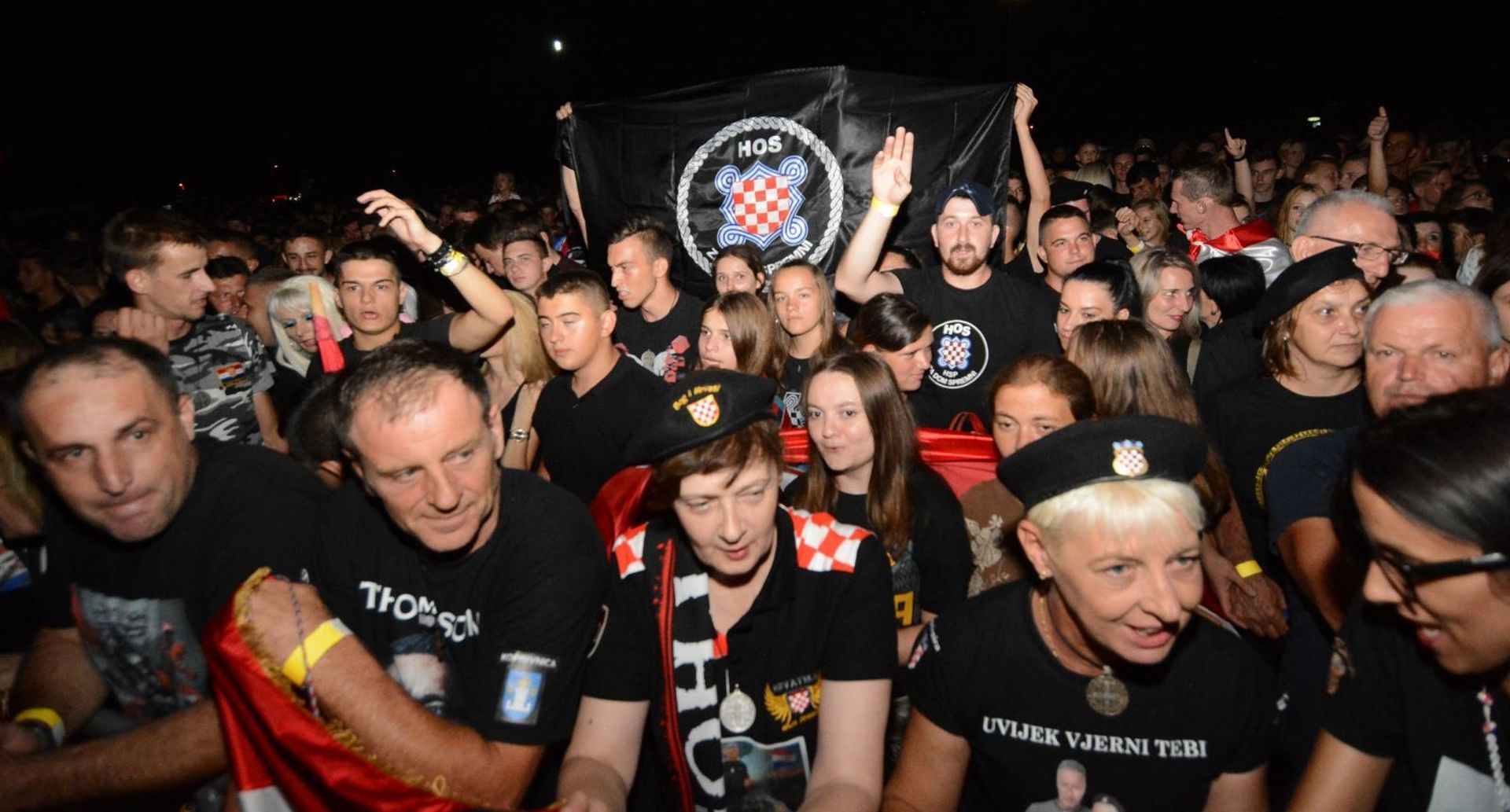 18.08.2018., Koprivnica, Koprivnicki Bregi - Marko Perkovic Thompson odrzao je koncertni spektakl u Koprivnickim Bregima povodom obiljezavanja Dana istoimene opcine. Nekoliko tisuca obozavatelja u prepoznatljivim obiljezjima u deliriju je pjevalo svaku Thompsonovu pjesmu. 
Photo: Damir Spehar/PIXSELL