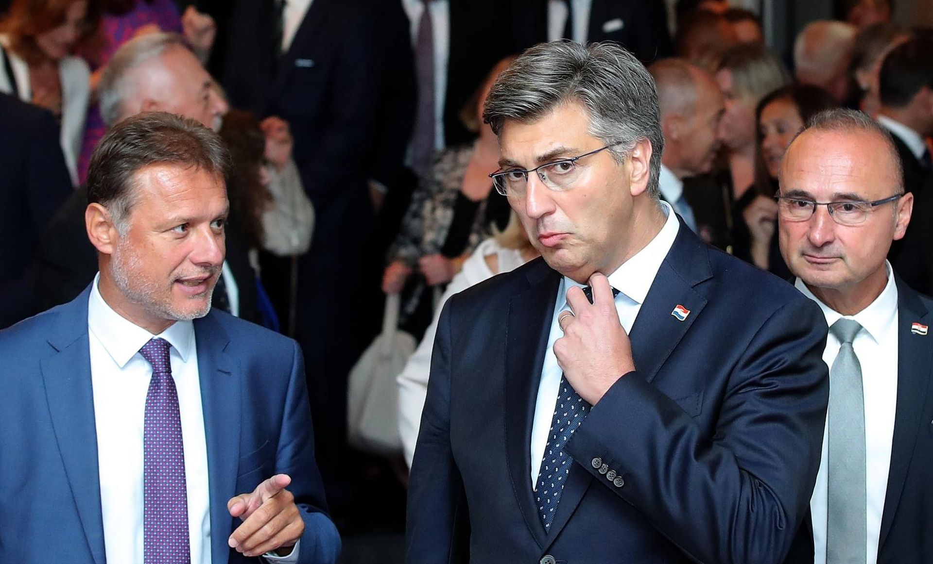 22.08.2019., Zagreb - Godisnja konferencija veleposlanika, generalnih konzula i vojnih izaslanika Republike Hrvatske odrzana je u Hotelu Sheraton. Andrej Plenkovic, Gordan Jandrokovic, Gordan Grlic Radman. 
Photo: Goran Stanzl/PIXSELL