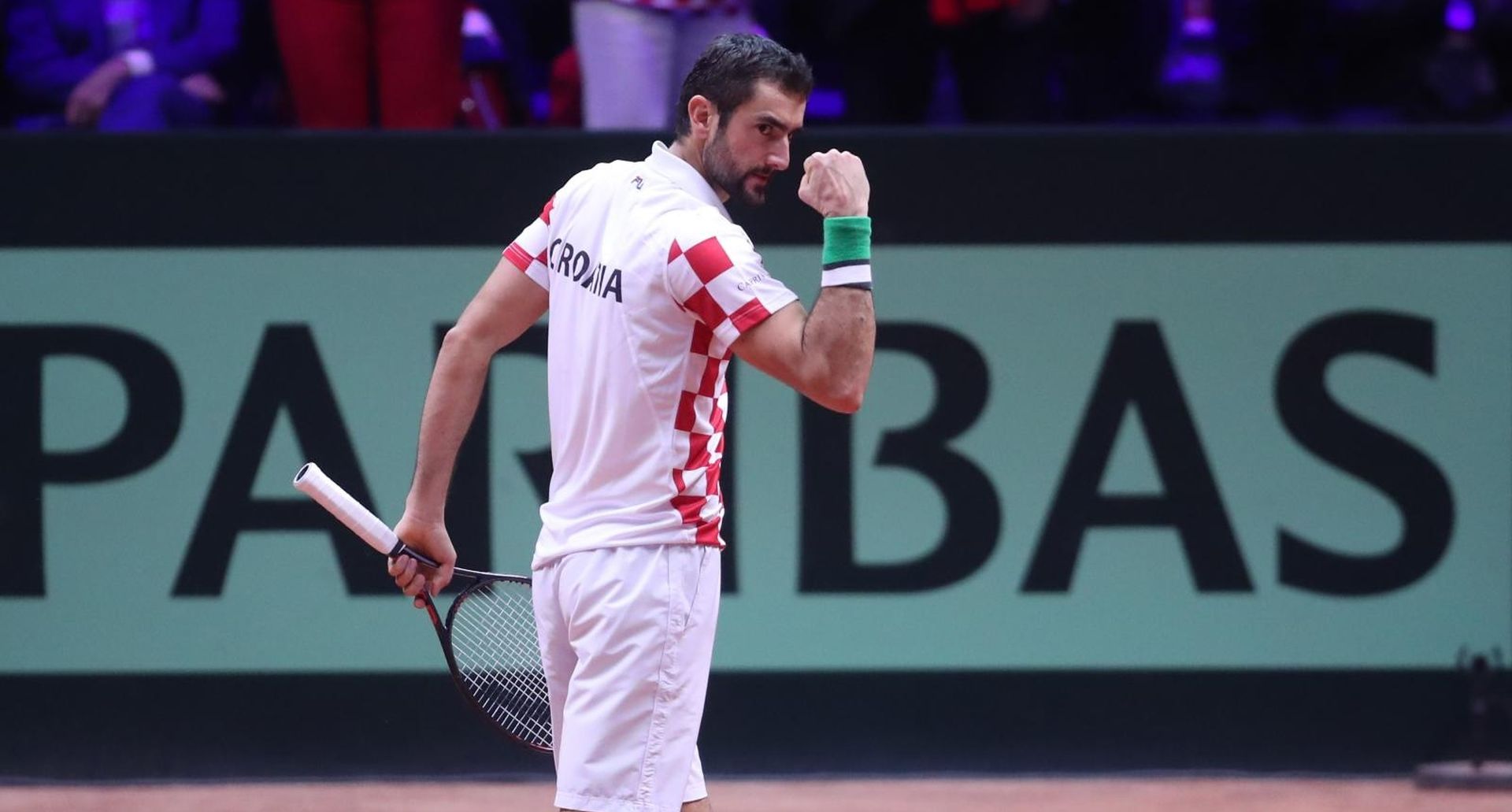 Lille: U 4. meču finala Davis Cupa sastali se Lucas Pouille i Marin Čilić 25.11.2018., Lille, Francuska - Na stadionu Pierre-Mauroy odigrano je finale Davis Cupa izmedju Francuske i Hrvatske. U prvom mecu treceg dana sastali su se Lucas Pouille i Marin Cilic. Marin Cilic. 
Photo: Sanjin Strukic/PIXSELL