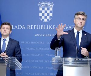 26.07.2019., Zagreb - Andrej Plenkovic i Zdravko Maric na konferenciji za medije predstavili cetvrti val porezne reforme. Photo: Patrik Macek/PIXSELL
