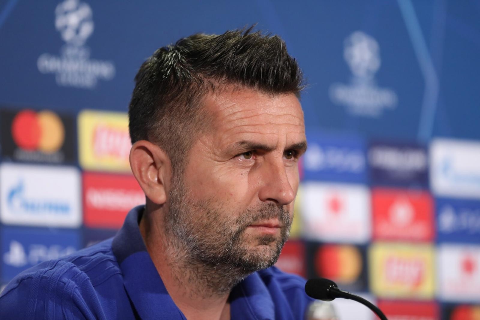 26.08.2019.,Trondheim, Norveska - Nikola Moro i trener Nenad Bjelica na konferenciji za medije uoci sutrasnje kvalifikacijske utakmice za Ligu prvaka izmedju Dinama i Rosenborga
Photo: Jurica Galoic/PIXSELL