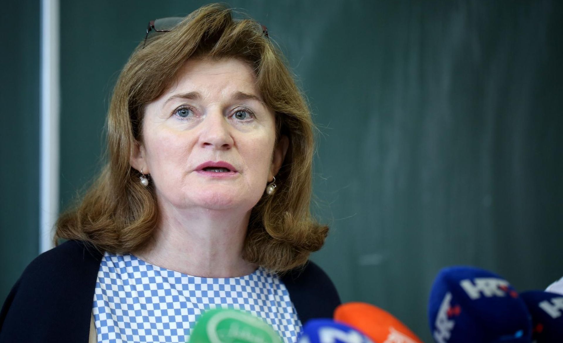 28.06.2019., Zagreb - Hrvatski strukovni sindikat medicinskih sestara - medicinskih tehnicara odrzao konferenciju za medije o upitnoj zdravstvenoj skrbi gradjana zbog manjka medicinskih sestara i tehnicara. Anica Prasnjak, predsjednica Glavnog vijeca HSS MS - MT.

Photo: Marin Tironi/PIXSELL