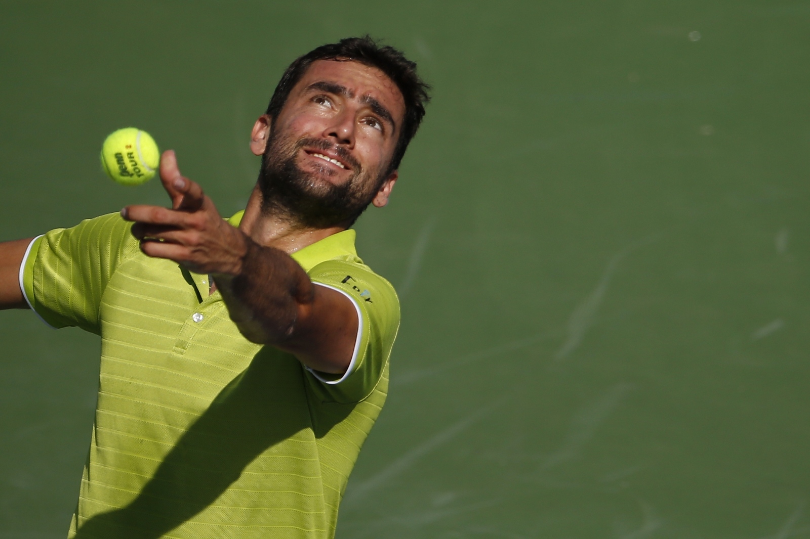 Tennis: Citi Open Aug 2, 2019; Washington, D.C., USA; Marin Cilic of Croatia serves against Daniil Medvedev of Russia (not pictured) in a menÕs singles quarterfinal of the 2019 Citi Open at William H.G. FitzGerald Tennis Center. Medvedev won 6-4, 7-6(7). Mandatory Credit: Geoff Burke-USA TODAY Sports Geoff Burke