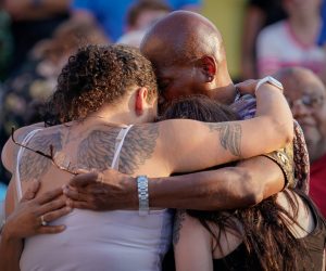 Family and friends of Derek Fudge, who was killed in a mass shooting early Sunday morning in Dayton, Ohio, hug during a memorial service in Springfield Family and friends of Derek Fudge, who was killed in a mass shooting early Sunday morning in Dayton, Ohio, hug during a memorial service  in Springfield, Ohio, U.S. August 5, 2019.  REUTERS/Bryan Woolston Bryan Woolston