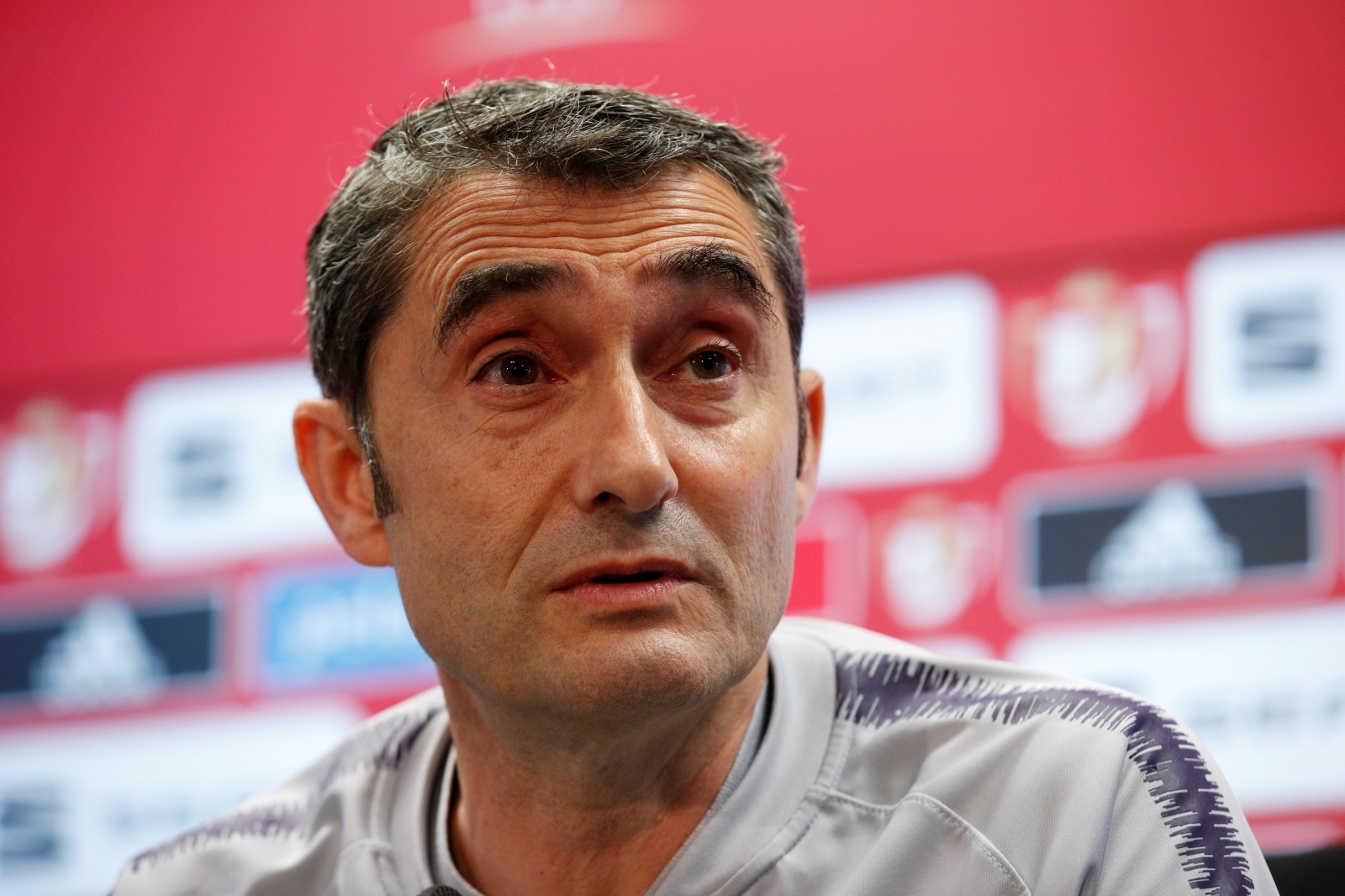 FILE PHOTO: Barcelona coach Ernesto Valverde speaks during a press conference, Barcelona, Spain , May 24, 2019 FILE PHOTO: Barcelona coach Ernesto Valverde speaks during a press conference, Barcelona, Spain , May 24, 2019. REUTERS/Albert Gea/File Photo Albert Gea