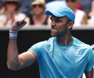Tennis - Australian Open - Second Round Tennis - Australian Open - Second Round - Melbourne Park, Melbourne, Australia, January 17, 2019. Croatia's Ivo Karlovic reacts during the match against Japan's Kei Nishikori. REUTERS/Edgar Su EDGAR SU