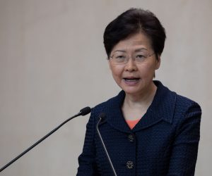 epa07781589 Hong Kong Chief Executive Carrie Lam Cheng Yuet-ngor speaks during a media briefing before the weekly executive council meeting in Hong Kong, China, 20 August 2019. Lam said her administration would immediately work on setting up a means of finding a solution to the civil unrest triggered by her massively unpopular extradition bill.  EPA/JEROME FAVRE