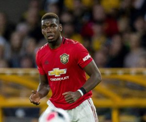epa07783748 Manchester United's Paul Pogba in action during the English Premier League soccer match between Wolverhampton Wanderers and Manchester United held at the Molineux stadium in Wolverhampton, Britain, 19 August 2019 (issued 21 August 2019). Manchester United condemned racial abuse of Pogba from their own supporters on social media.  EPA/PETER POWELL EDITORIAL USE ONLY. No use with unauthorized audio, video, data, fixture lists, club/league logos or 'live' services. Online in-match use limited to 120 images, no video emulation. No use in betting, games or single club/league/player publications.
