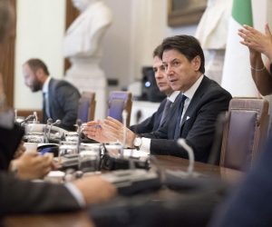 epa07812257 A handout photo made available by Chigi Palace shows Italian designated Prime Minister Giuseppe Conte (C) meeting a delegation of the associations for physically challenged people in Rome, Italy, 02 September 2019. Conte, who received on 29 August from Italian President Mattarella a mandate to form a new government, is carrying out government-formation consultations at the Lower House.  EPA/FILIPPO ATTILI/CHIGI PALACE HANDOUT  HANDOUT EDITORIAL USE ONLY/NO SALES