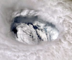 epa07814007 A handout photo made available by NASA shows an image of Hurricane Dorian's eye taken by NASA astronaut Nick Hague, from aboard the International Space Station (ISS), 02 September 2019. The station orbits more than 200 miles above the Earth. Hurricane Dorian, which made landfall on the Bahamas as category 5 and now reclassified as category 4, is expected to continue on its projected path towards the Florida coast in the upcoming days.  EPA/NASA HANDOUT  HANDOUT EDITORIAL USE ONLY/NO SALES