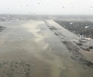 epa07814893 A handout aerial view taken by Coast Guard Air Station Clearwater forward-deployed four MH-60 Jayhawk helicopter crew in support of search and rescue and humanitarian aid in the Bahamas, 02 September 2019, showing heavy flooding in low lying areas at the Bahamas after hurricane Dorian hit the islands. As Hurricane Dorian slowly makes its way across the Bahamas, it has according to US National Hurricane Center (NHC) become stationary, moving merely some 20 km in one day, as it continues to leash heavy rains and wind, creating storm surges on the islands.  EPA/Petty Officer 3rd Class HUNTER MEDLEY/US COAST GUARD HANDOUT  HANDOUT EDITORIAL USE ONLY